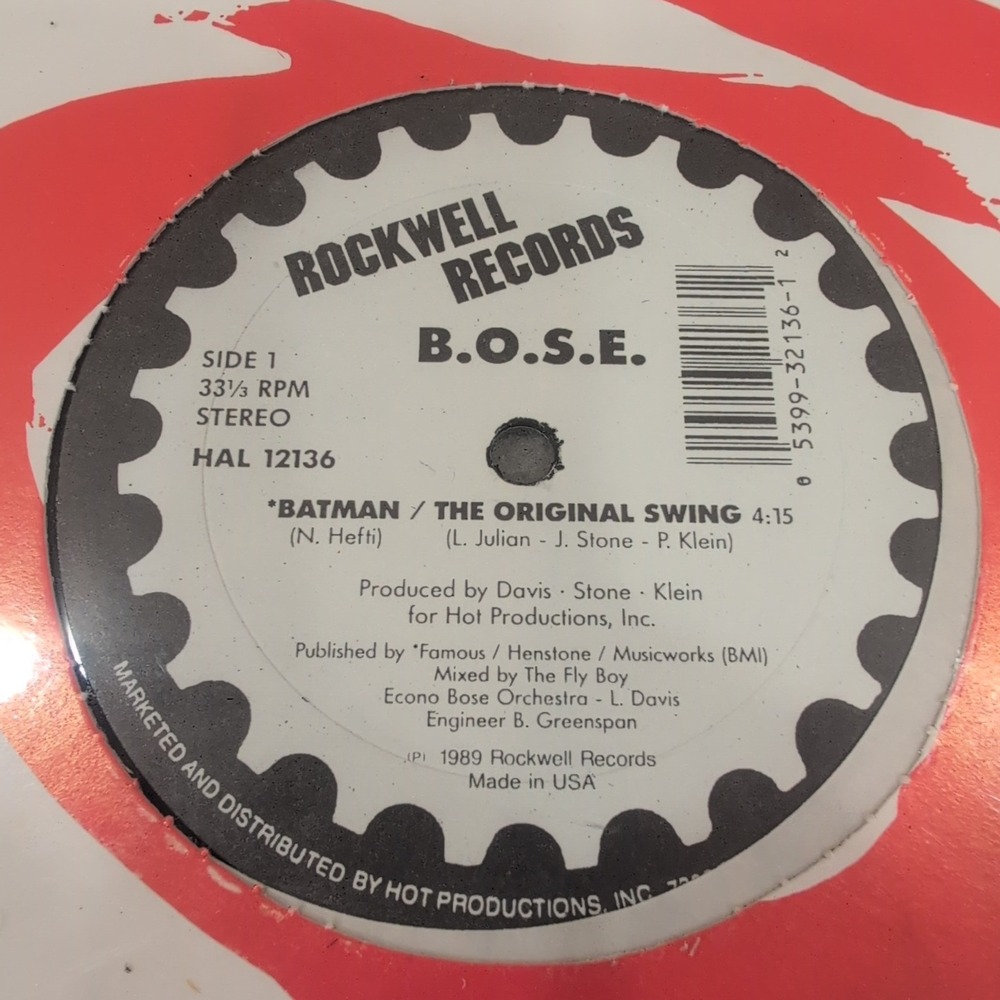 B.O.S.E. Batman The Original Swing 12" Vinyl Single Rockwell Records 1989 VG - Picture 2 of 6